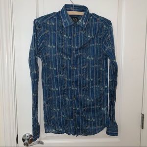 Armani Exchange Blue Button Up Collared Shirt Size XS